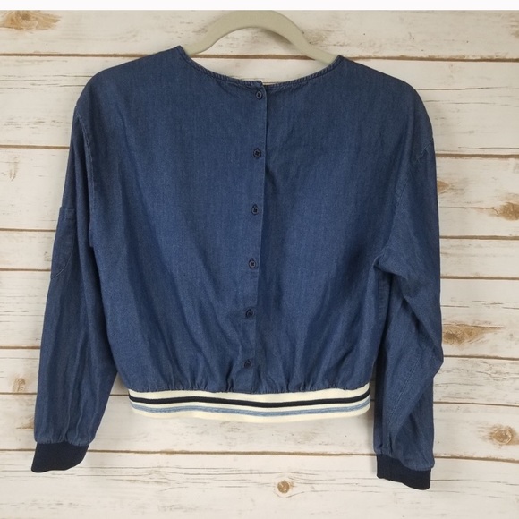 💙 Zara chambray long sleeved crop top - Picture 2 of 4